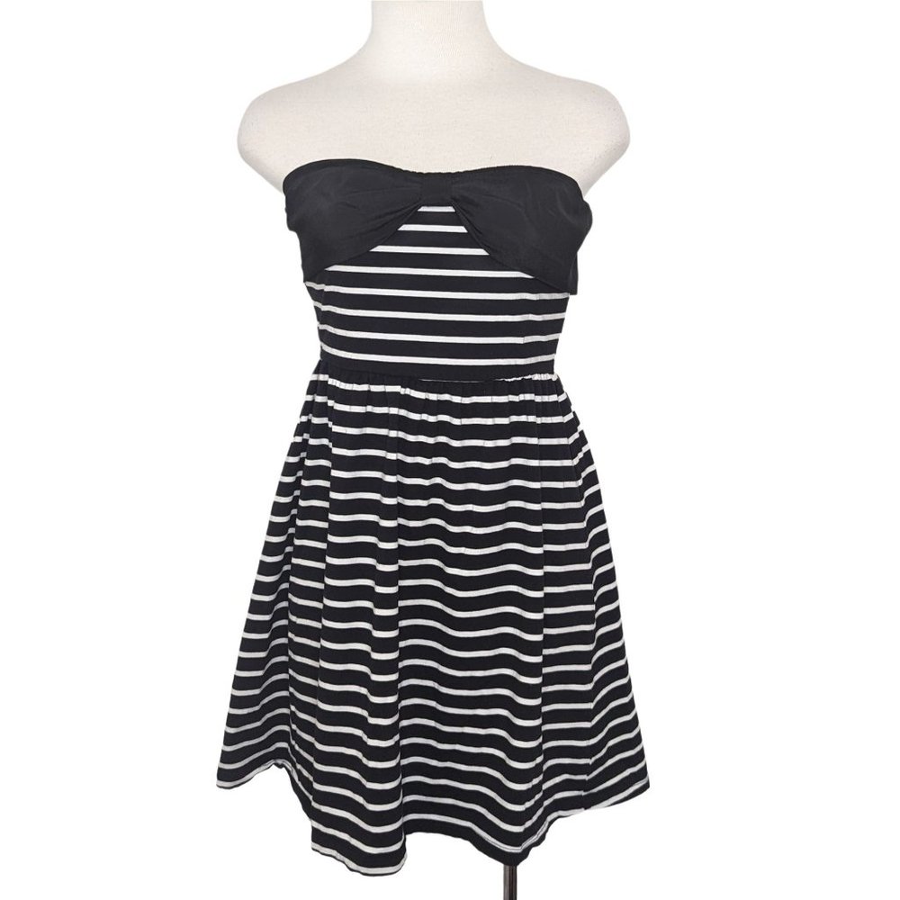 Bear Dance Juniors Halter Black and White Stripe Mini Dress Size Small